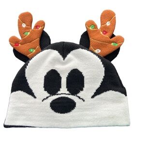 Mickey Mouse light up reindeer antlers beanie/hat one size .